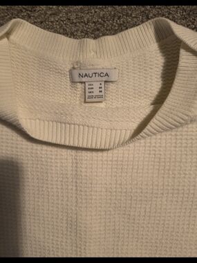 Nautica Women's Cream Waffle-Knit Crewneck Top